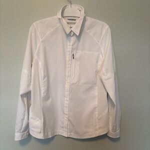 Columbia Women’s White Omni-Shade Long  Sleeve Button-Up Shirt Size XL